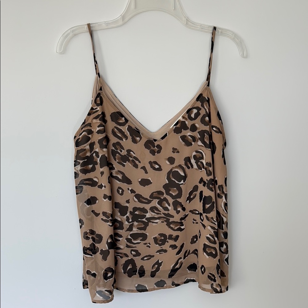 Caramels Women's SZ M Leopard Print Tan Cami Top